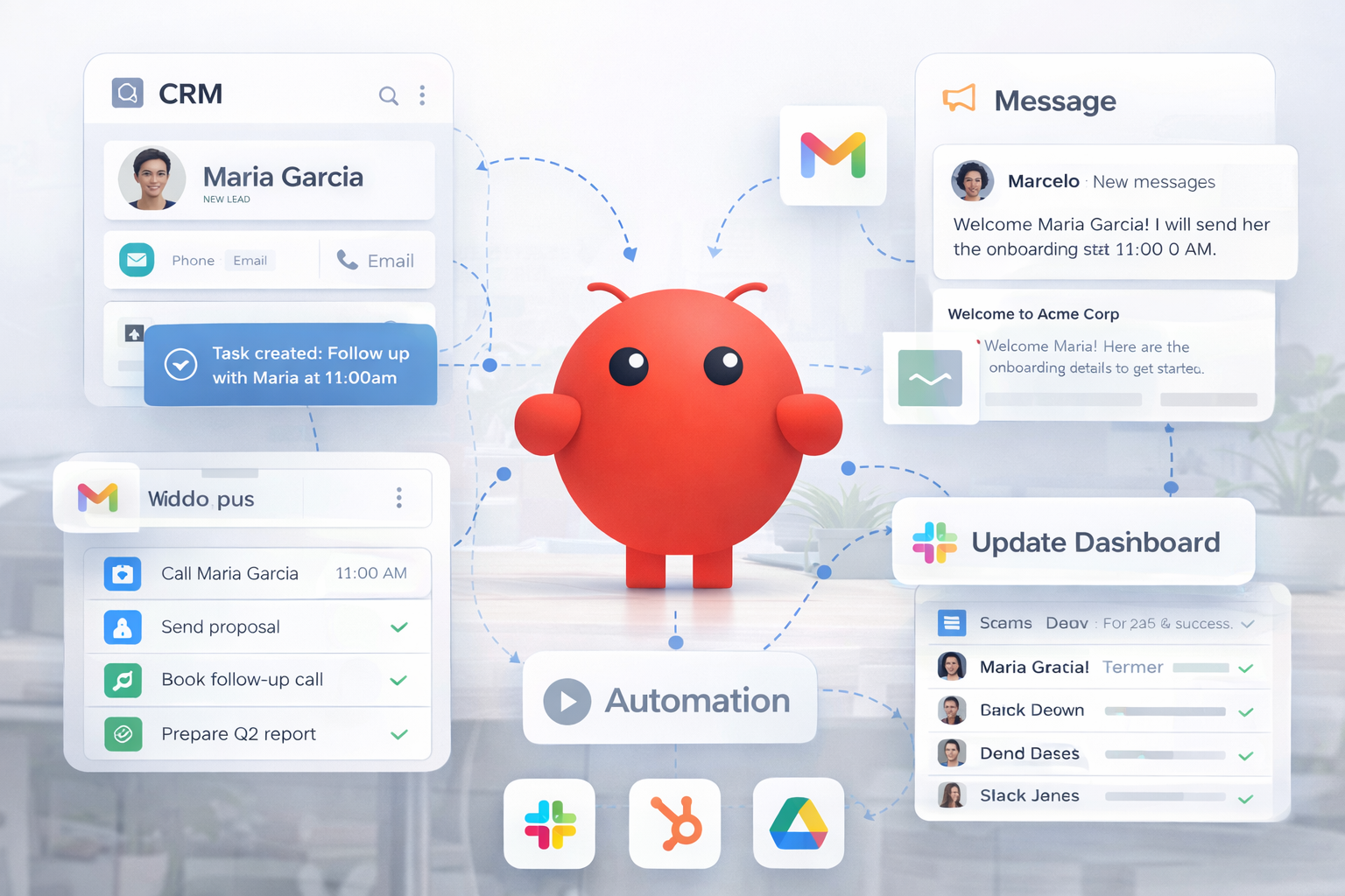 OpenClaw AI integrating CRM, messaging platforms and dashboards to streamline operational workflows.